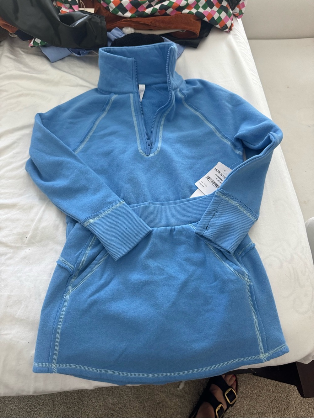 Zella Light Blue Quarter-Zip Pullover + Skort